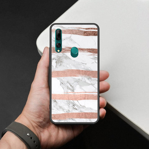 Huawei Y9 Prime 2019 Cover - White Marble Series - HQ Ultra Shine Premium Infinity Glass Soft Silicon Borders Case
