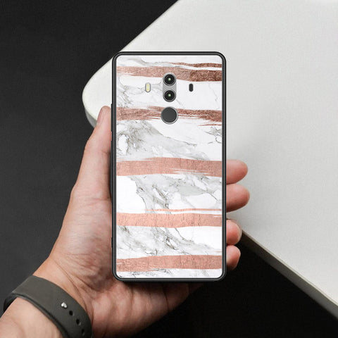 Huawei Mate 10 Pro Cover - White Marble Series - HQ Ultra Shine Premium Infinity Glass Soft Silicon Borders Case