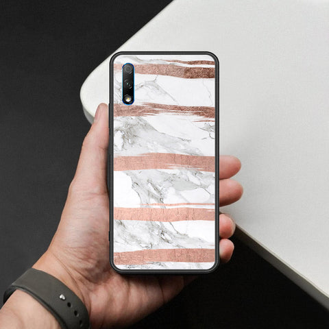 Honor 9X Cover - White Marble Series - HQ Ultra Shine Premium Infinity Glass Soft Silicon Borders Case
