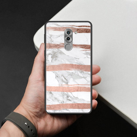 Huawei Honor 6X Cover - White Marble Series - HQ Ultra Shine Premium Infinity Glass Soft Silicon Borders Case