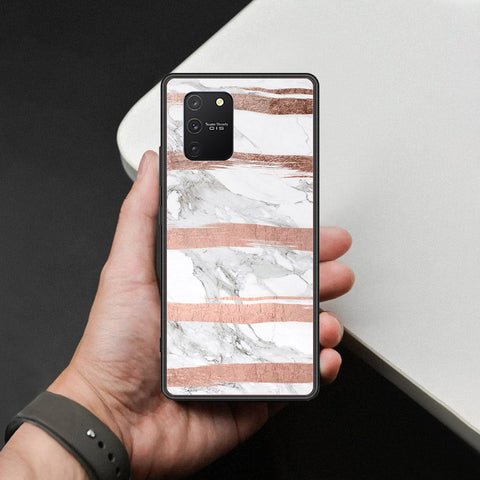 Samsung Galaxy S10 Lite Cover - White Marble Series - HQ Ultra Shine Premium Infinity Glass Soft Silicon Borders Case