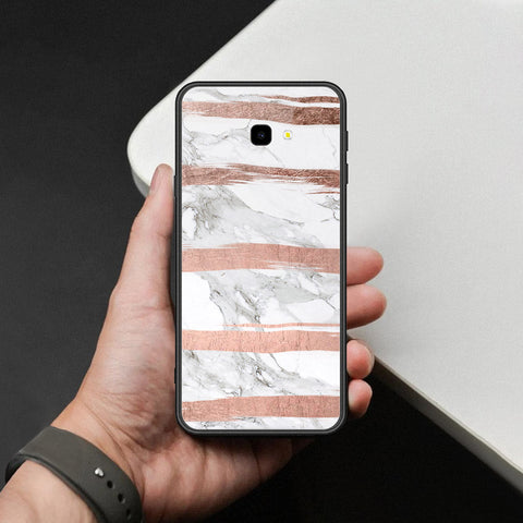 Samsung Galaxy J4 Plus Cover - White Marble Series - HQ Ultra Shine Premium Infinity Glass Soft Silicon Borders Case