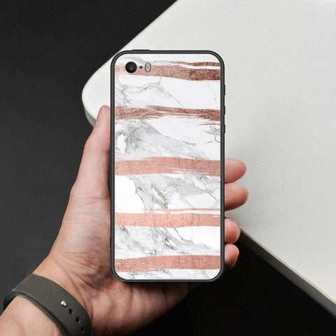 iPhone SE / 5s / 5 - White Marble Series - HQ Ultra Shine Premium Infinity Glass Soft Silicon Borders Case