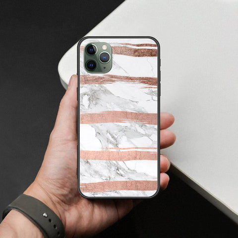 iPhone 11 Pro - White Marble Series - HQ Ultra Shine Premium Infinity Glass Soft Silicon Borders Case