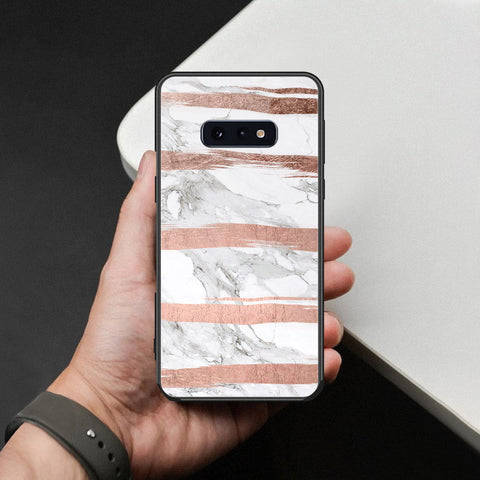 Samsung Galaxy S10e Cover - White Marble Series - HQ Ultra Shine Premium Infinity Glass Soft Silicon Borders Case