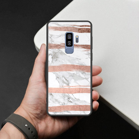 Samsung Galaxy S9 Plus Cover - White Marble Series - HQ Ultra Shine Premium Infinity Glass Soft Silicon Borders Case