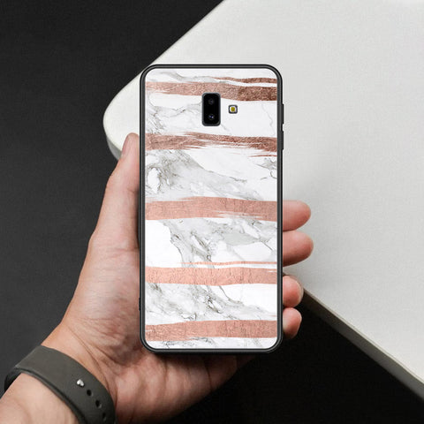 Samsung Galaxy J6 Plus 2018 Cover - White Marble Series - HQ Ultra Shine Premium Infinity Glass Soft Silicon Borders Case