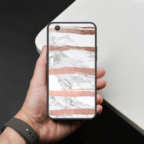 Oppo A57 Cover - White Marble Series - HQ Ultra Shine Premium Infinity Glass Soft Silicon Borders Case
