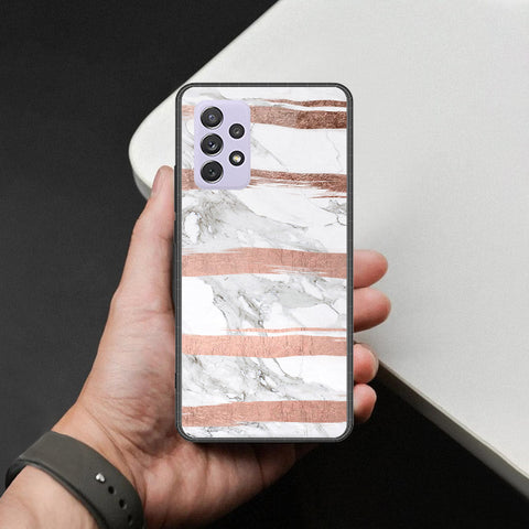 Samsung Galaxy A72 Cover - White Marble Series - HQ Ultra Shine Premium Infinity Glass Soft Silicon Borders Case
