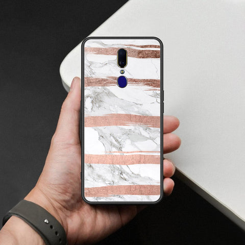 Oppo F11 Cover - White Marble Series - HQ Ultra Shine Premium Infinity Glass Soft Silicon Borders Case