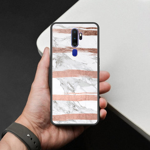 Oppo A9 2020 Cover - White Marble Series - HQ Ultra Shine Premium Infinity Glass Soft Silicon Borders Case
