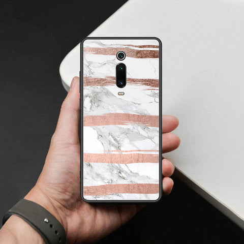 Xiaomi Mi 9T Cover - White Marble Series - HQ Ultra Shine Premium Infinity Glass Soft Silicon Borders Case