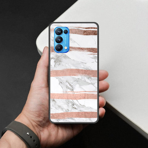 Oppo Reno 5 Pro 5G Cover - White Marble Series - HQ Ultra Shine Premium Infinity Glass Soft Silicon Borders Case