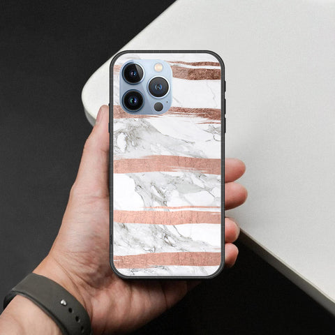 iPhone 13 Pro Cover - White Marble Series - HQ Ultra Shine Premium Infinity Glass Soft Silicon Borders Case