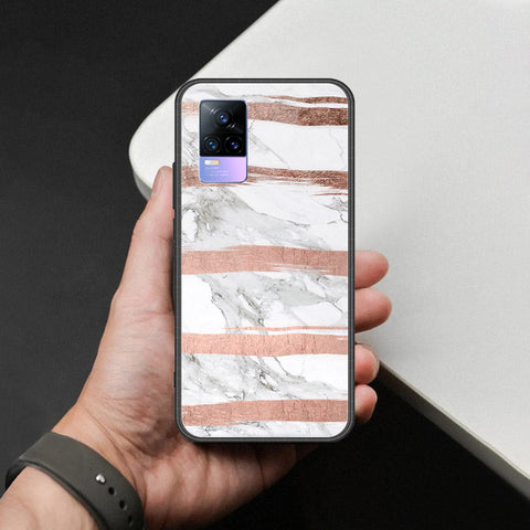Vivo Y73 Cover - White Marble Series - HQ Ultra Shine Premium Infinity Glass Soft Silicon Borders Case
