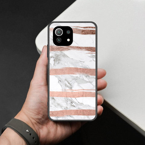 Xiaomi Mi 11 Lite 5G Cover - White Marble Series - HQ Ultra Shine Premium Infinity Glass Soft Silicon Borders Case