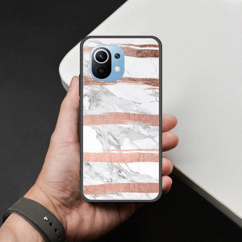 Xiaomi Mi 11 Cover - White Marble Series - HQ Ultra Shine Premium Infinity Glass Soft Silicon Borders Case