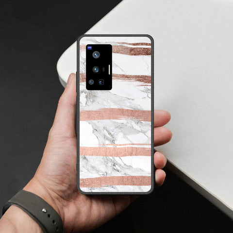 Vivo X70 Pro Cover - White Marble Series - HQ Ultra Shine Premium Infinity Glass Soft Silicon Borders Case