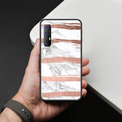 Oppo Reno 3 Pro Cover - White Marble Series - HQ Ultra Shine Premium Infinity Glass Soft Silicon Borders Case