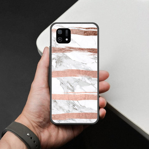 Oppo A16K Cover - White Marble Series - HQ Ultra Shine Premium Infinity Glass Soft Silicon Borders Case