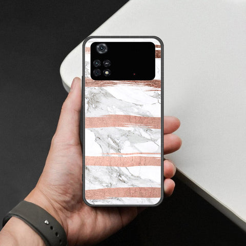 Xiaomi Poco M4 Pro Cover - White Marble Series - HQ Ultra Shine Premium Infinity Glass Soft Silicon Borders Case