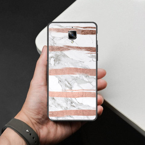 OnePlus 3 Cover - White Marble Series - HQ Ultra Shine Premium Infinity Glass Soft Silicon Borders Case
