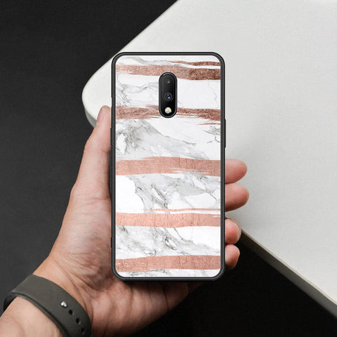 OnePlus 6T Cover - White Marble Series - HQ Ultra Shine Premium Infinity Glass Soft Silicon Borders Case
