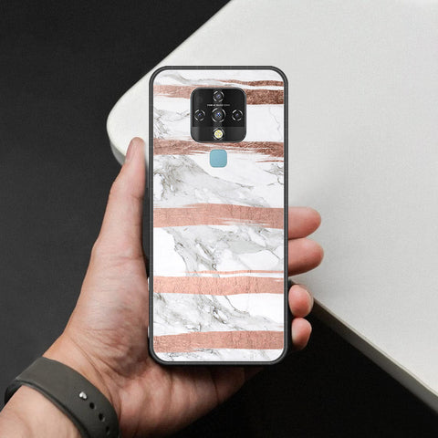 Tecno Camon 16 SE Cover - White Marble Series - HQ Ultra Shine Premium Infinity Glass Soft Silicon Borders Case