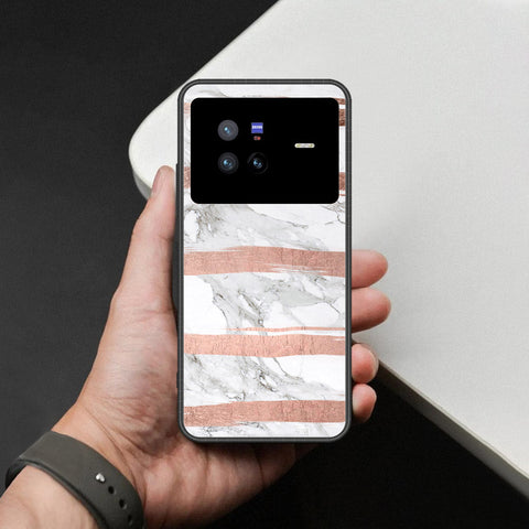 Vivo X80 Cover - White Marble Series - HQ Ultra Shine Premium Infinity Glass Soft Silicon Borders Case