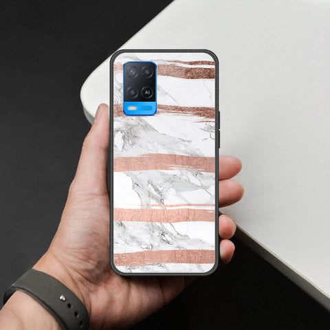 Oppo A54 4G Cover - White Marble Series - HQ Ultra Shine Premium Infinity Glass Soft Silicon Borders Case