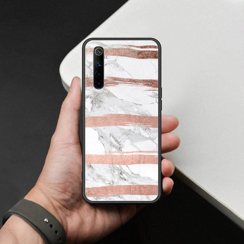 Realme 6 Cover - White Marble Series - HQ Ultra Shine Premium Infinity Glass Soft Silicon Borders Case