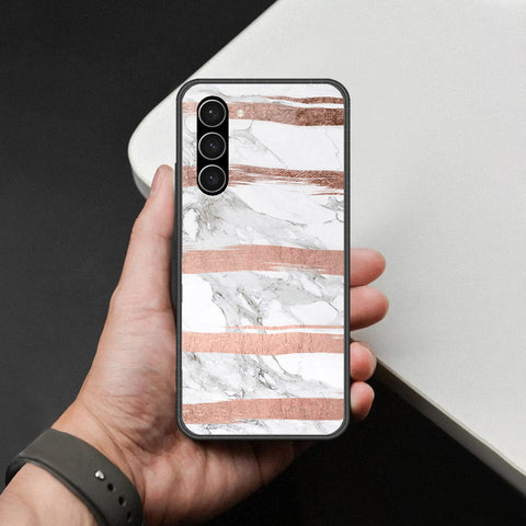 Samsung Galaxy S23 5G Cover - White Marble Series - HQ Ultra Shine Premium Infinity Glass Soft Silicon Borders Case