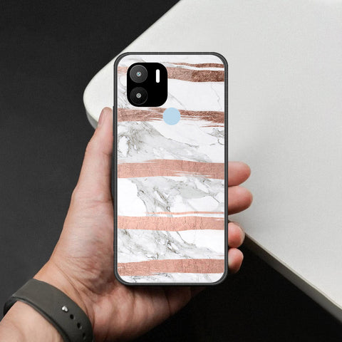 Xiaomi Redmi A1 Plus Cover - White Marble Series - HQ Ultra Shine Premium Infinity Glass Soft Silicon Borders Case