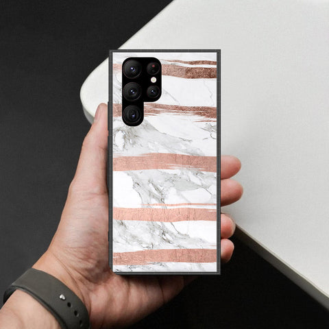 Samsung Galaxy S23 Ultra 5G Cover - White Marble Series - HQ Ultra Shine Premium Infinity Glass Soft Silicon Borders Case