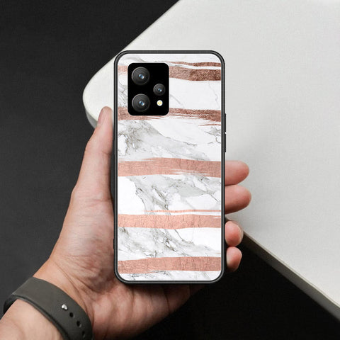 Realme 9 4G Cover - White Marble Series - HQ Ultra Shine Premium Infinity Glass Soft Silicon Borders Case