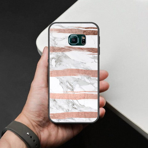Samsung Galaxy S6 Edge Plus Cover - White Marble Series - HQ Ultra Shine Premium Infinity Glass Soft Silicon Borders Case