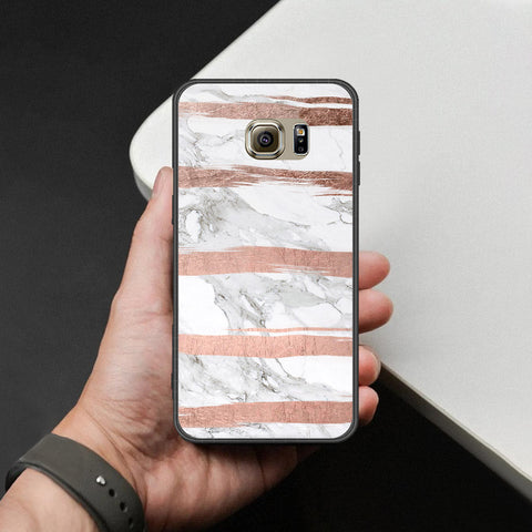 Samsung Galaxy S6 Cover - White Marble Series - HQ Ultra Shine Premium Infinity Glass Soft Silicon Borders Case