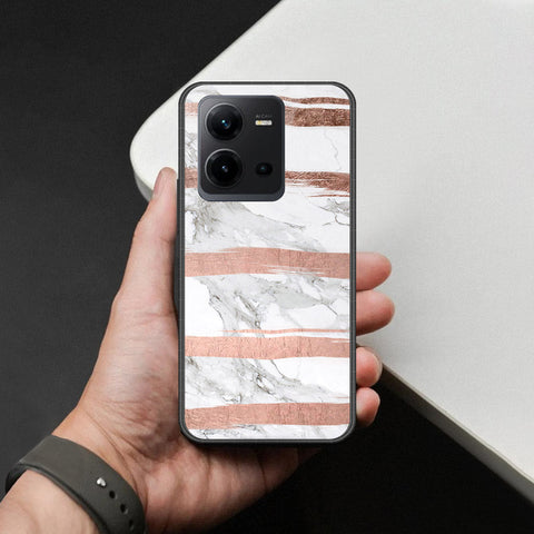 Vivo V25e Cover - White Marble Series - HQ Ultra Shine Premium Infinity Glass Soft Silicon Borders Case