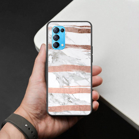 Oppo Reno 5 4G Cover - White Marble Series - HQ Ultra Shine Premium Infinity Glass Soft Silicon Borders Case