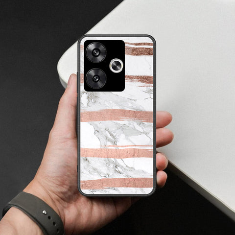 Xiaomi Poco F6 Cover - White Marble Series - HQ Ultra Shine Premium Infinity Glass Soft Silicon Borders Case