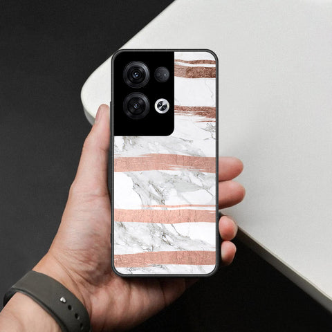 Oppo Reno 8 Pro  Cover - White Marble Series - HQ Ultra Shine Premium Infinity Glass Soft Silicon Borders Case
