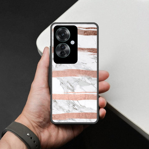 Oppo Reno 11F 5G Cover - White Marble Series - HQ Ultra Shine Premium Infinity Glass Soft Silicon Borders Case