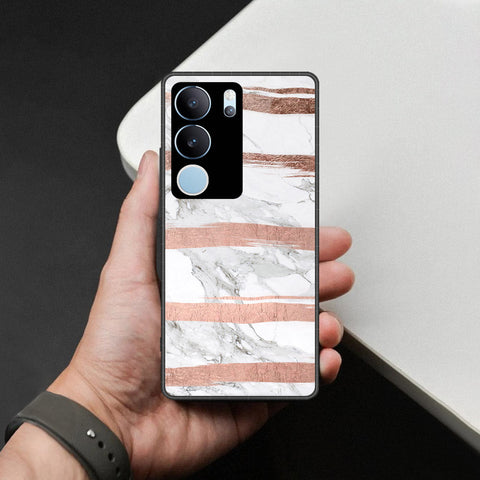 Vivo S17 Cover - White Marble Series - HQ Ultra Shine Premium Infinity Glass Soft Silicon Borders Case