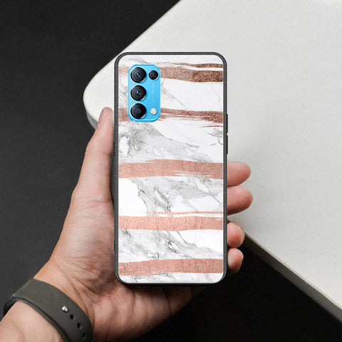 Oppo Reno 5 5G Cover - White Marble Series - HQ Ultra Shine Premium Infinity Glass Soft Silicon Borders Case
