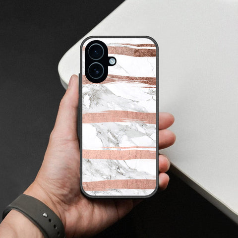 iPhone 18 - White Marble Series - HQ Ultra Shine Premium Infinity Glass Soft Silicon Borders Case