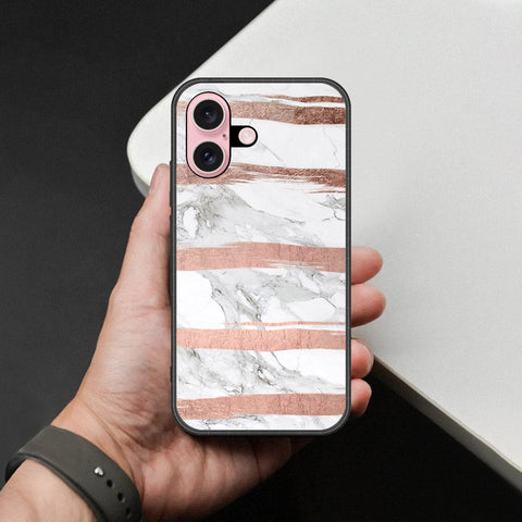 iPhone 16 Plus - White Marble Series - HQ Ultra Shine Premium Infinity Glass Soft Silicon Borders Case