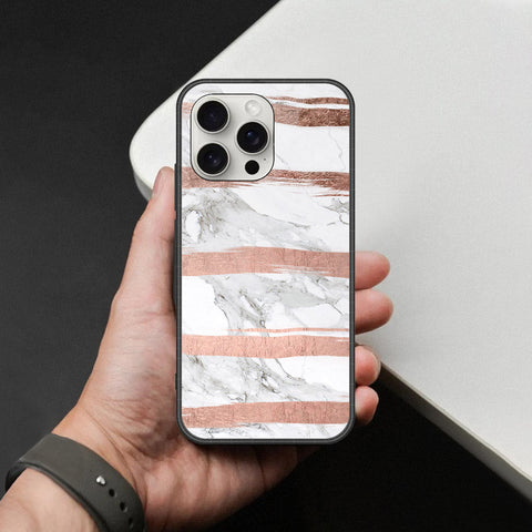 iPhone 16 Pro - White Marble Series - HQ Ultra Shine Premium Infinity Glass Soft Silicon Borders Case