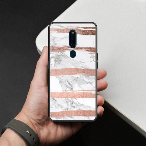 Oppo R19 Cover - White Marble Series - HQ Ultra Shine Premium Infinity Glass Soft Silicon Borders Case