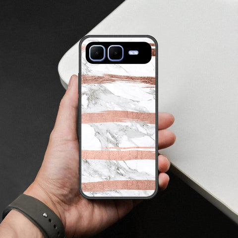 Infinix Smart 10 Plus Cover - White Marble Series - HQ Ultra Shine Premium Infinity Glass Soft Silicon Borders Case