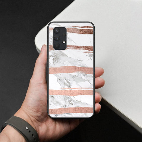 Samsung Galaxy A32 Cover - White Marble Series - HQ Ultra Shine Premium Infinity Glass Soft Silicon Borders Case